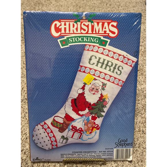 Santa's Presents Bernat Stocking Cross Stitch Kit Christmas - Picture 1 of 4